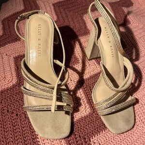 Rose gold suede heels